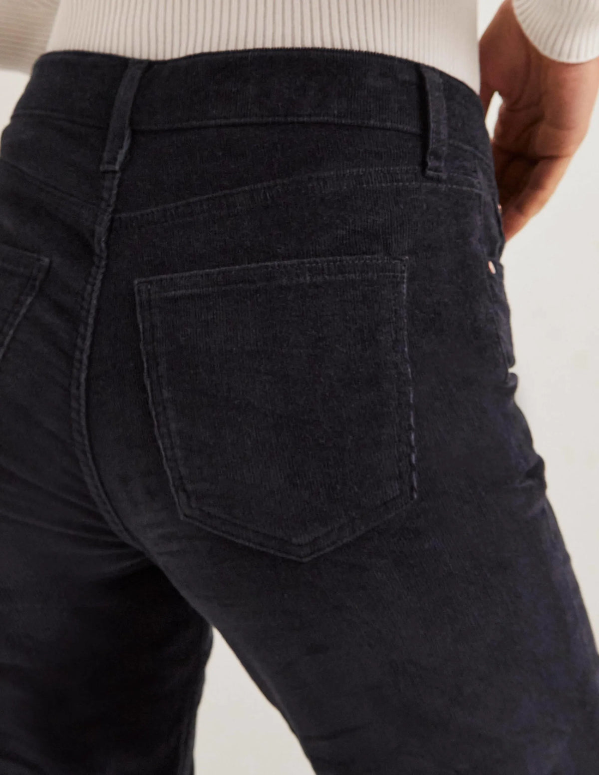 Corduroy Slim Straight Jeans-Navy