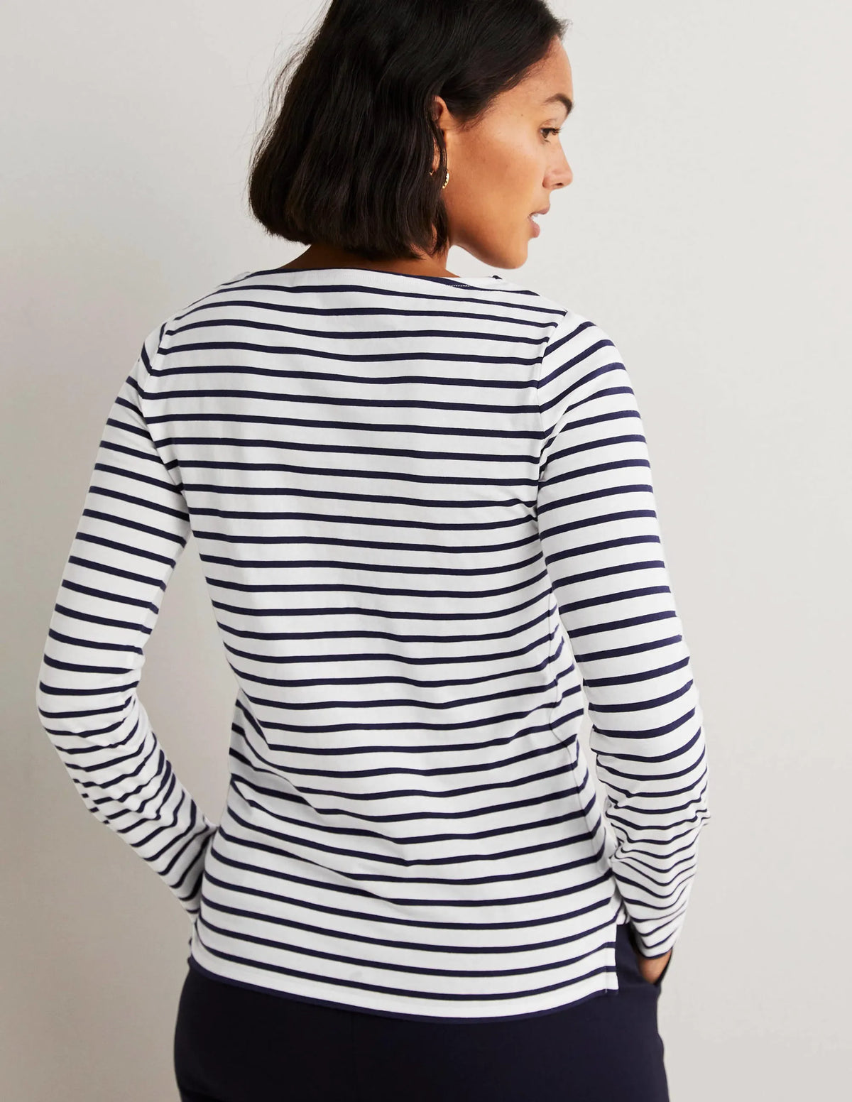 Ella Long Sleeve Breton-Green/Prink Placement Stripe