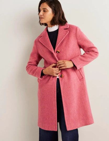 Wool Blend Collared Coat-Dusty Red