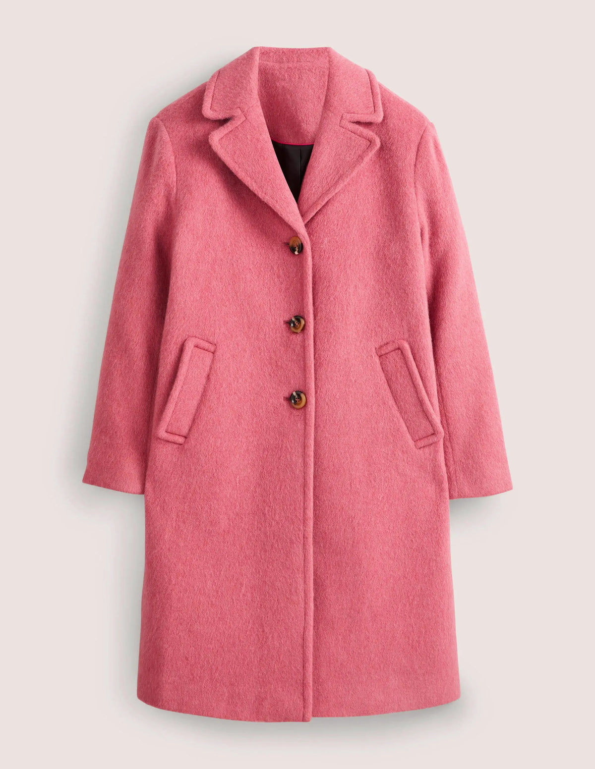 Wool Blend Collared Coat-Dusty Red