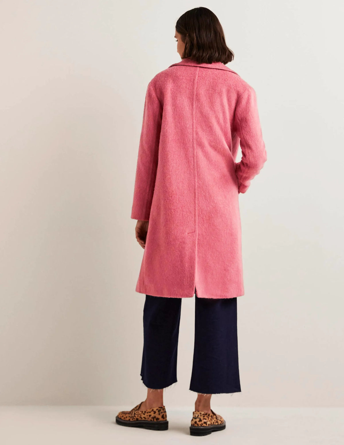 Wool Blend Collared Coat-Dusty Red