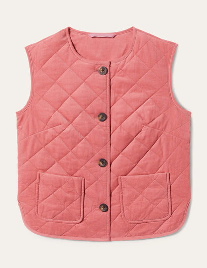 Quilted Vest-Dusty Red