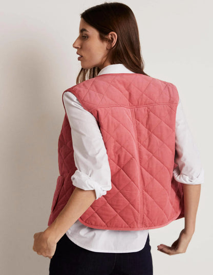 Quilted Vest-Dusty Red