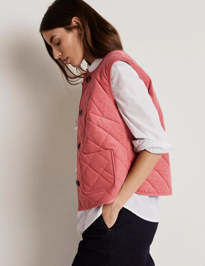 Quilted Vest-Dusty Red