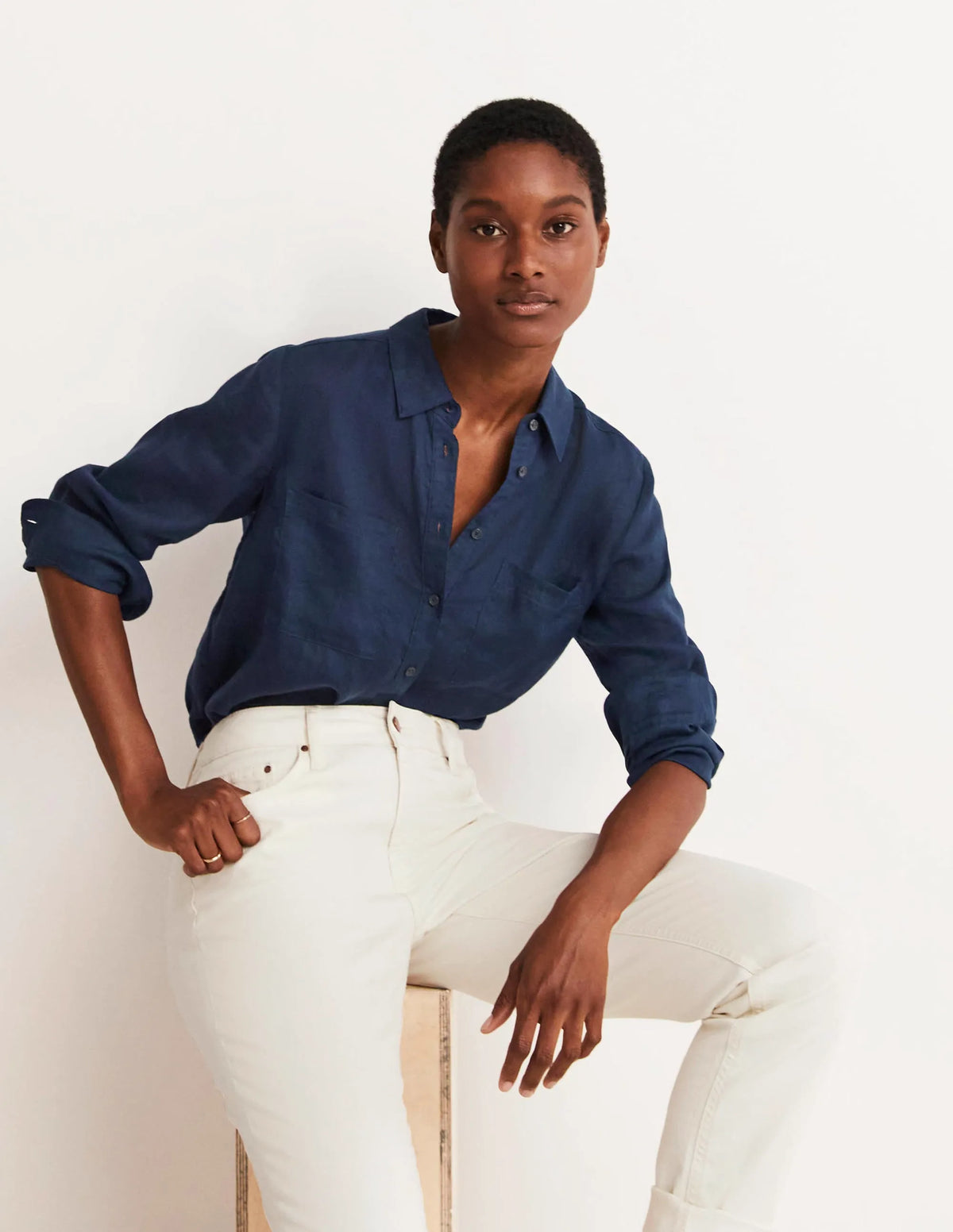 Linen Shirt-Navy