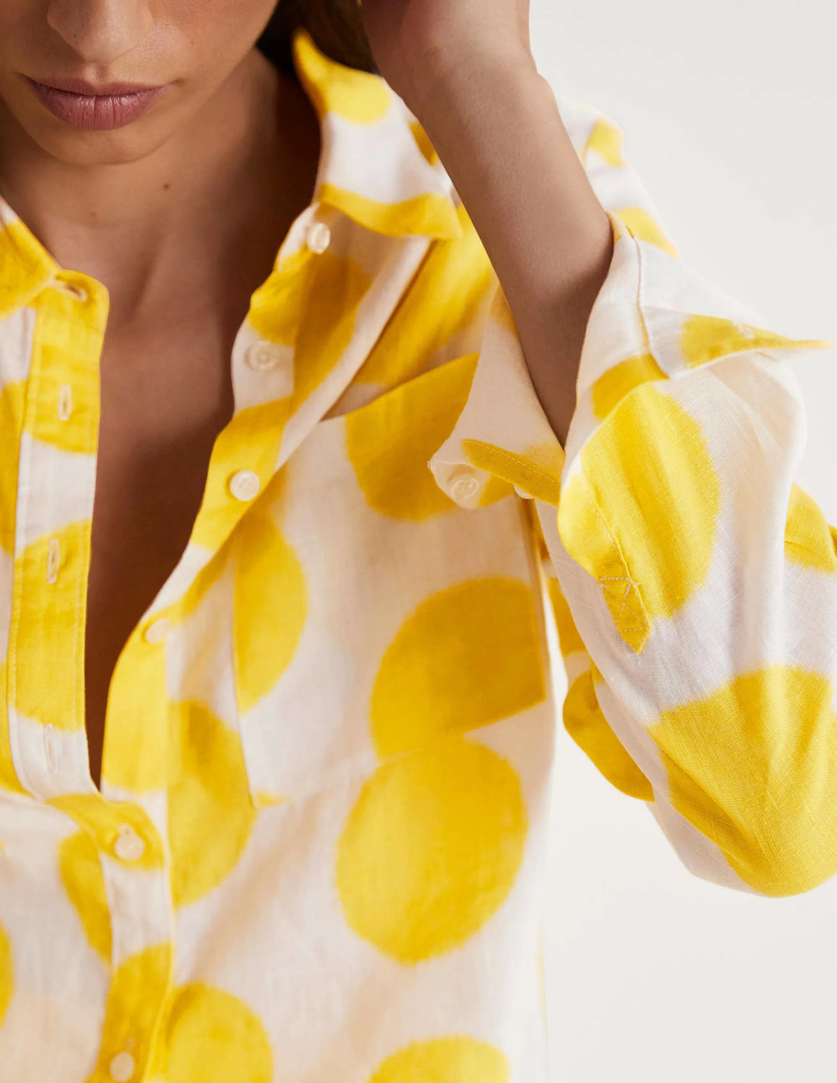 Linen Shirt-Lemon Fizz, Ikat Spot