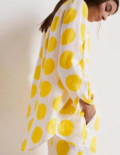 Linen Shirt-Lemon Fizz, Ikat Spot