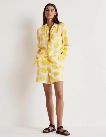 Linen Shirt-Lemon Fizz, Ikat Spot