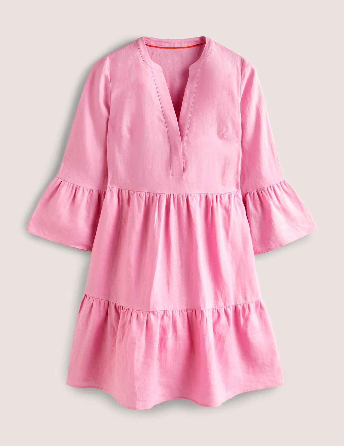 Relaxed Linen Tiered Dress-Cherry Blossom