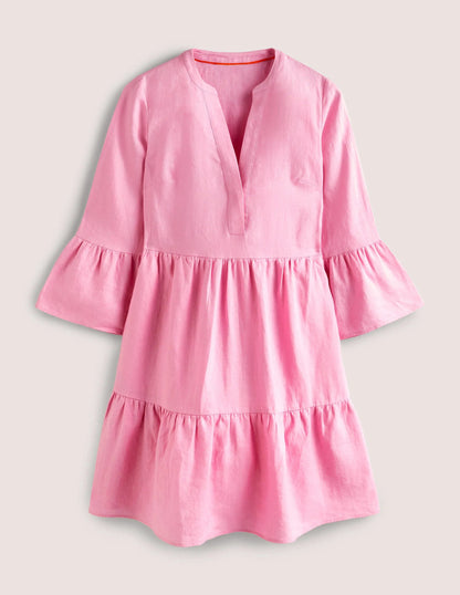 Relaxed Linen Tiered Dress-Cherry Blossom