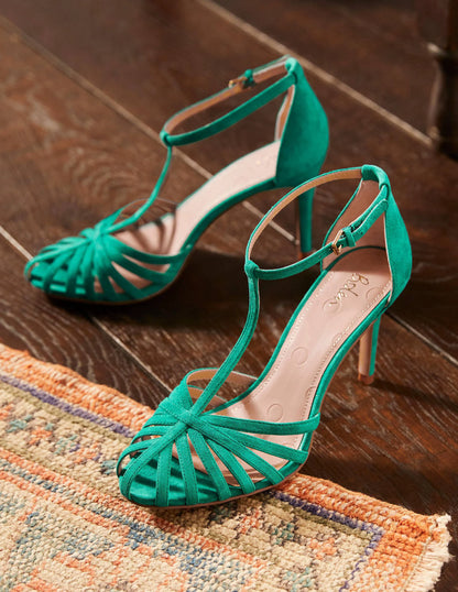 Tess Cage Heel Sandals-Emerald Green