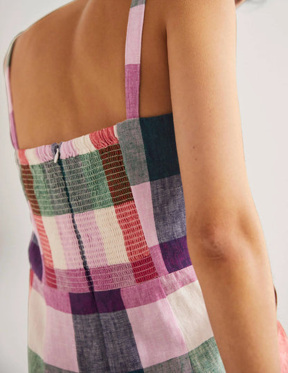 Lola Strappy Linen Jumpsuit-Bonbon and Pink Flambe