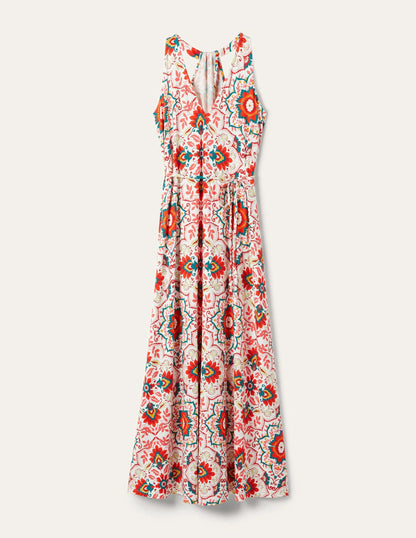 V-Neck Jersey Maxi Dress-Multi, Bloomsbury