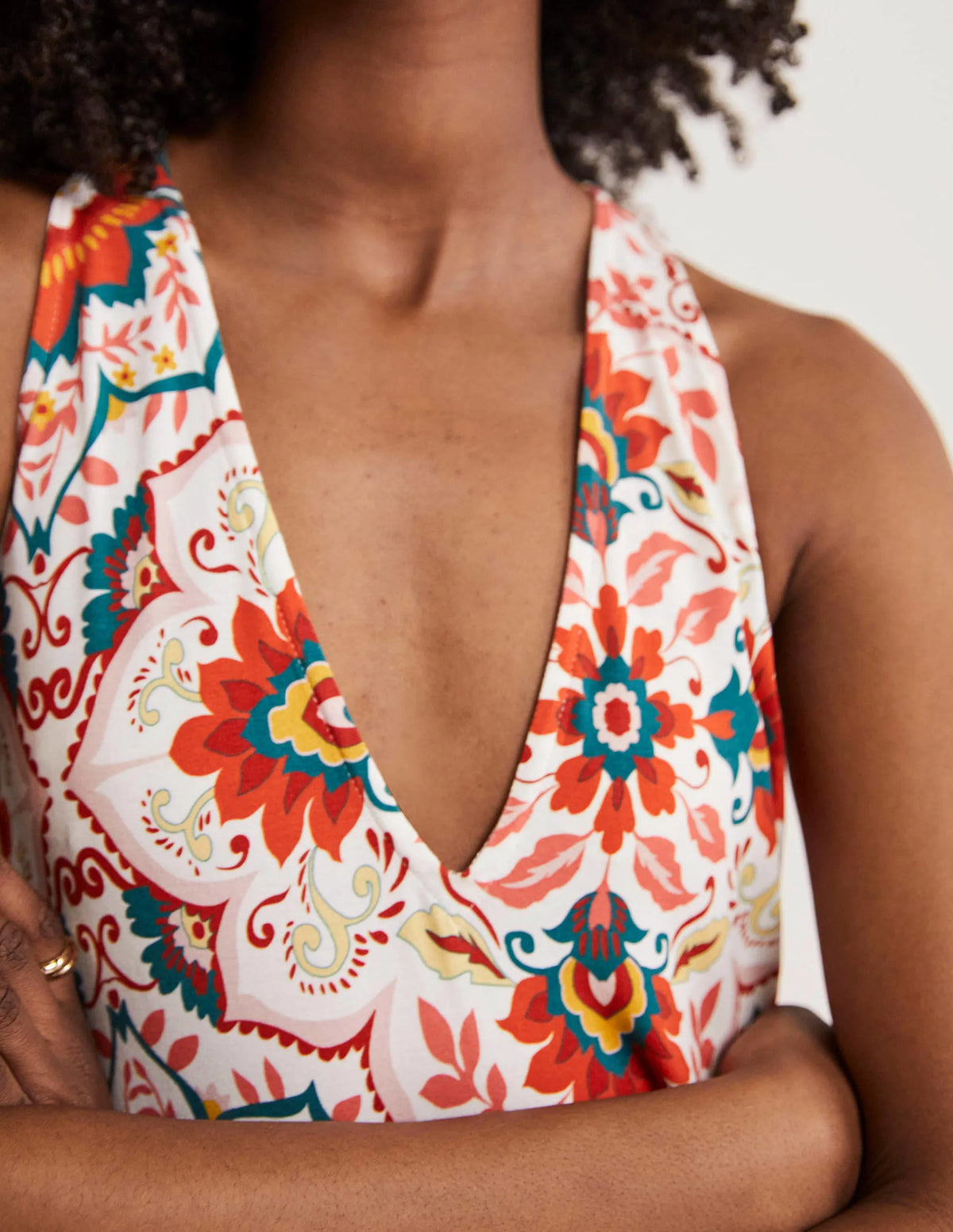 V-Neck Jersey Maxi Dress-Multi, Bloomsbury