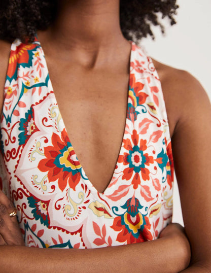 V-Neck Jersey Maxi Dress-Multi, Bloomsbury