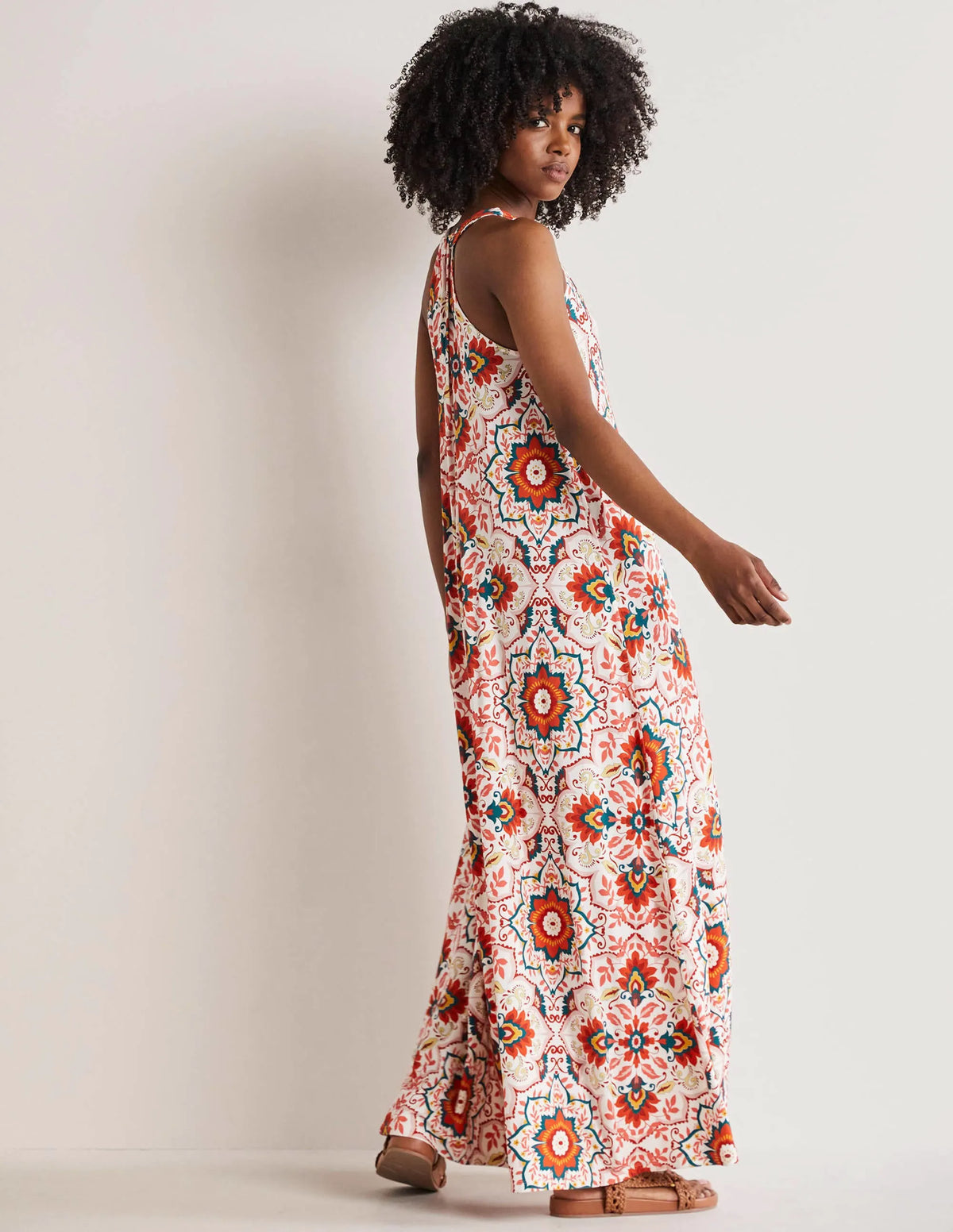 V-Neck Jersey Maxi Dress-Multi, Bloomsbury