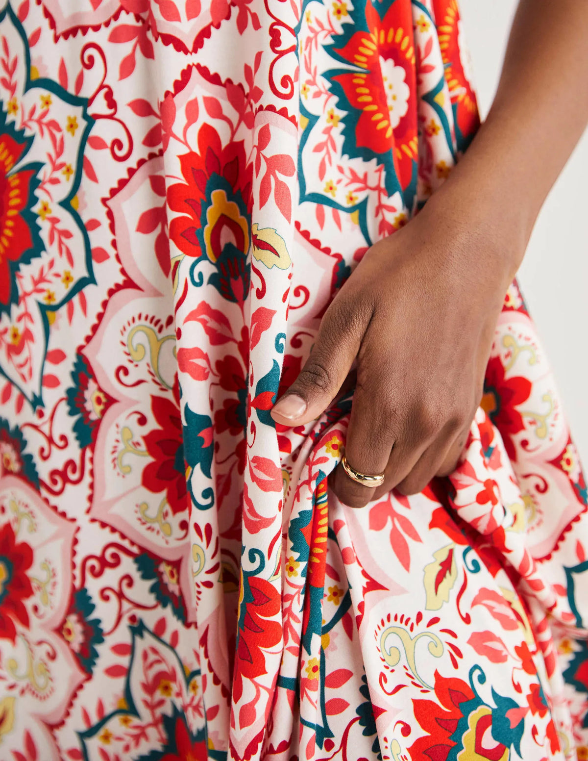 V-Neck Jersey Maxi Dress-Multi, Bloomsbury