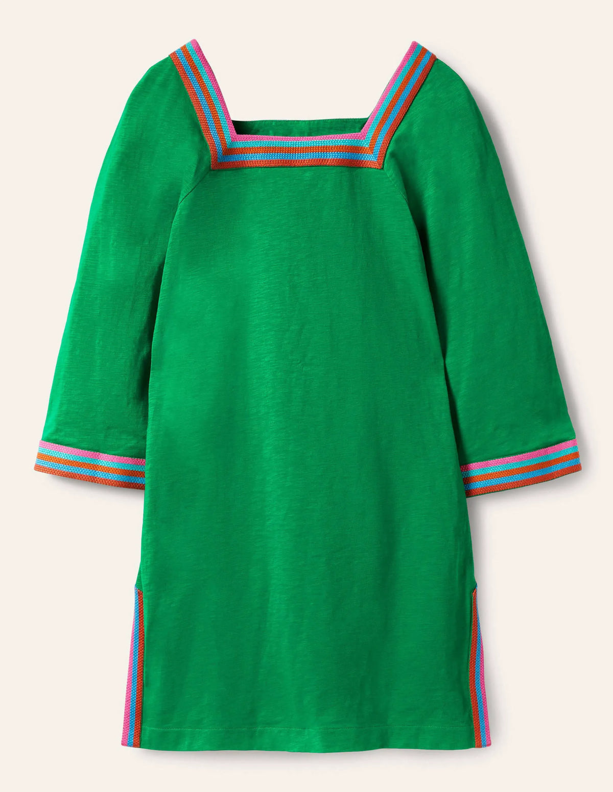 Embroidered Jersey Tunic-Rich Emerald