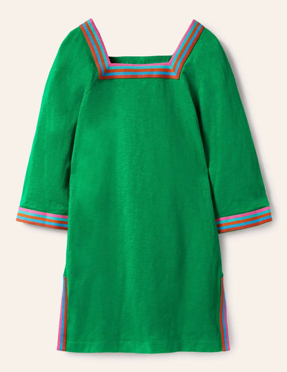 Embroidered Jersey Tunic-Rich Emerald