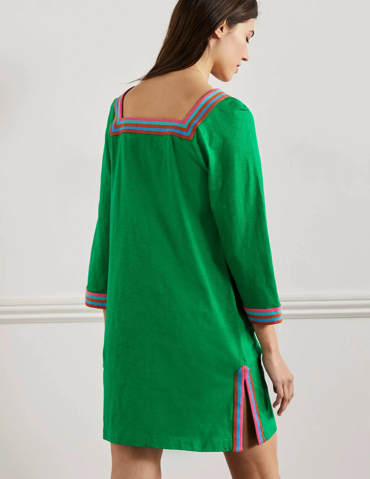 Embroidered Jersey Tunic-Rich Emerald