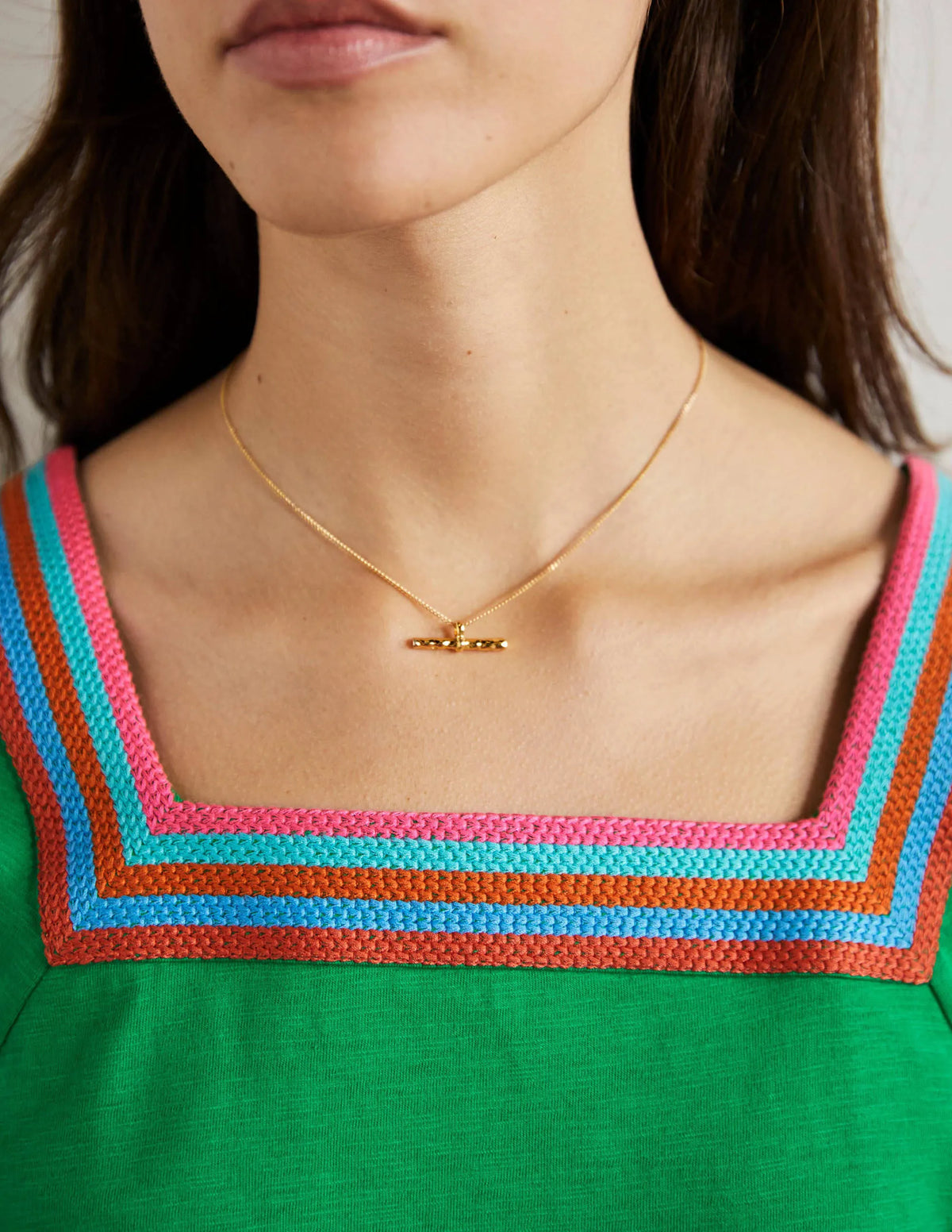 Embroidered Jersey Tunic-Rich Emerald
