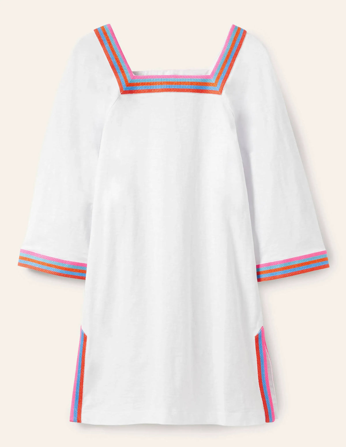 Embroidered Jersey Tunic-White