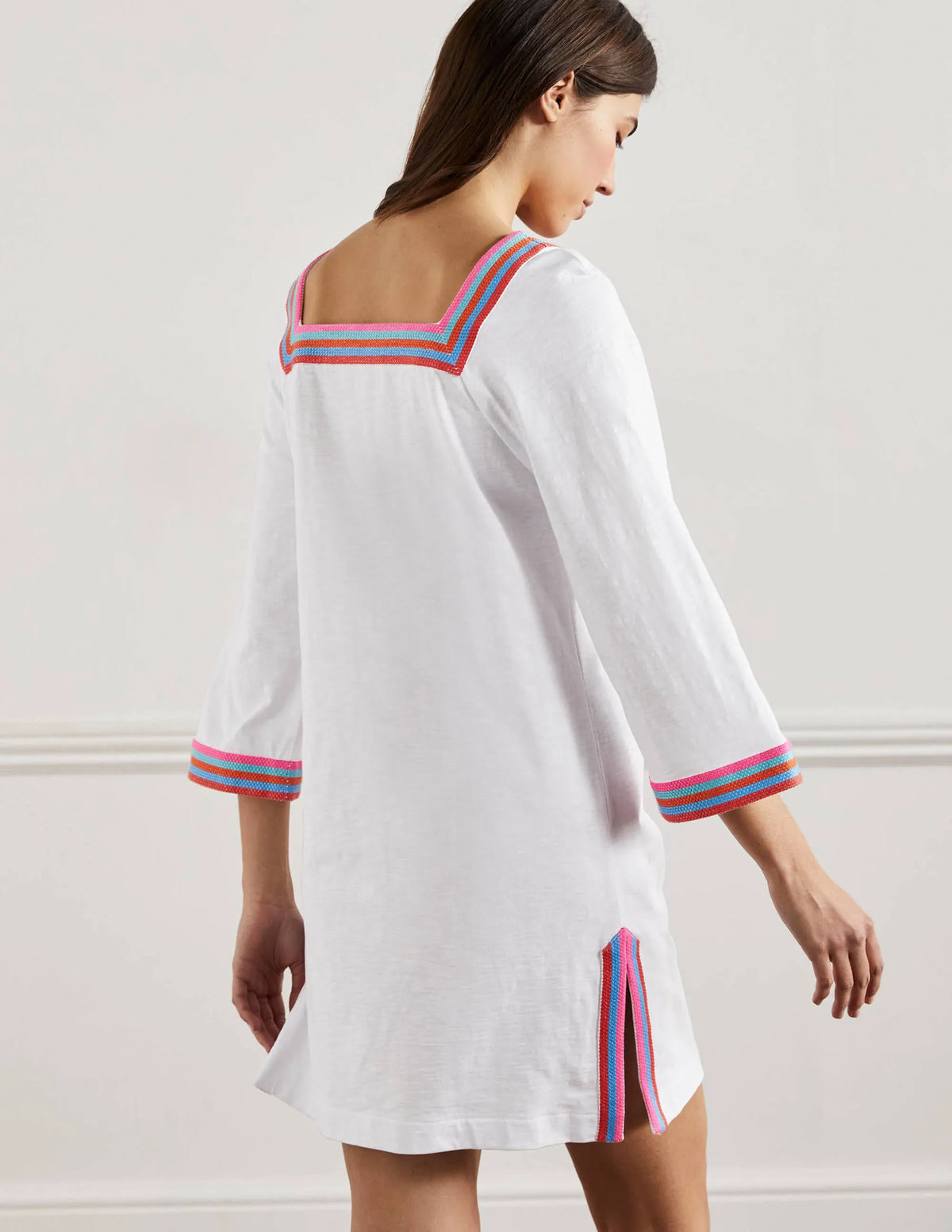 Embroidered Jersey Tunic-White