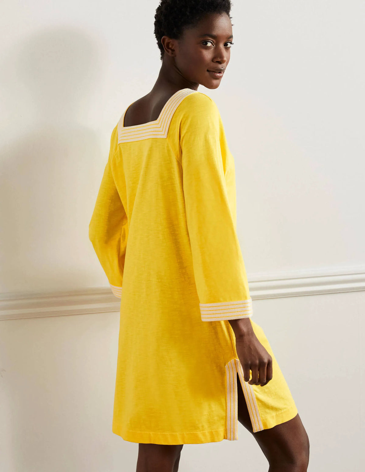 Embroidered Jersey Tunic-Lemon Zest