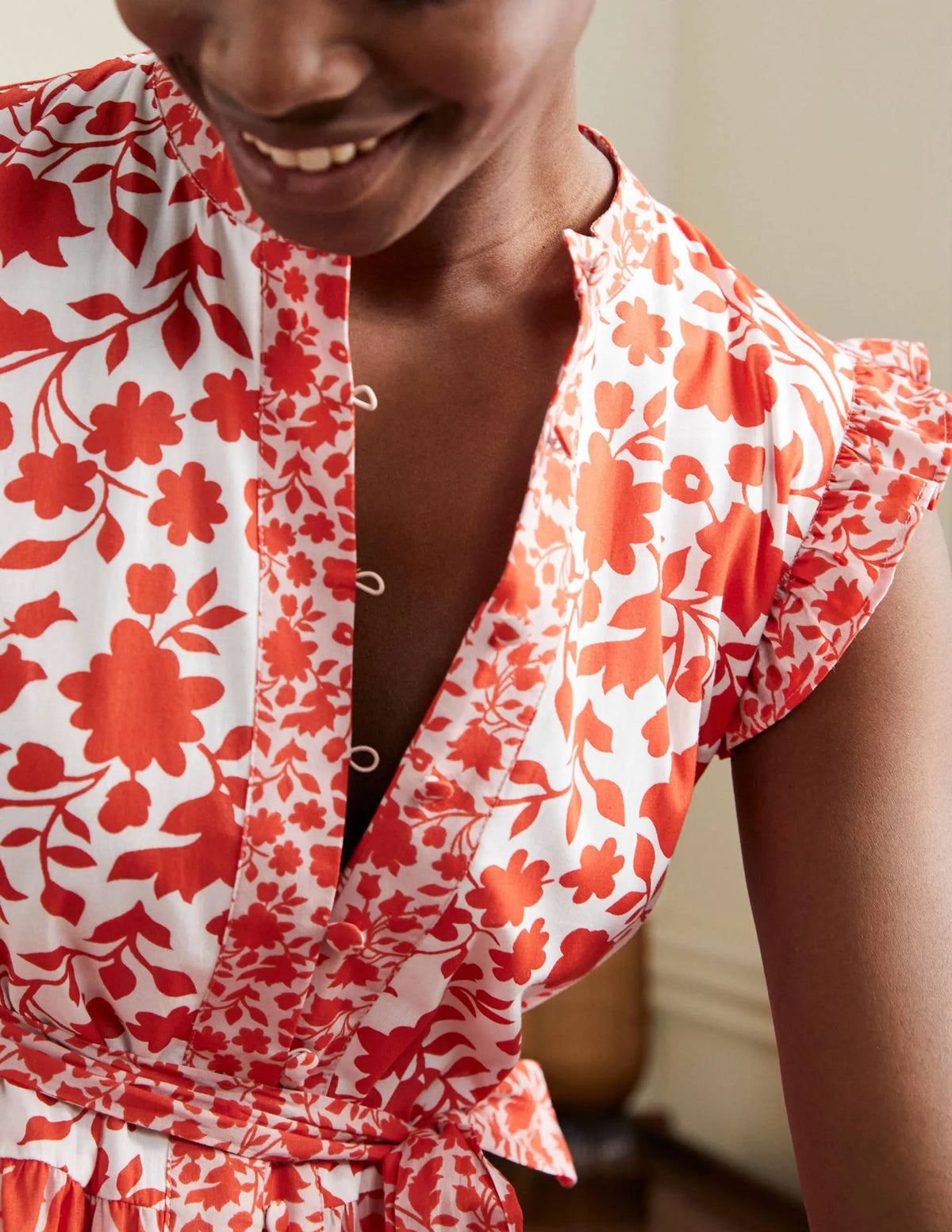 Tiered Ruffle Maxi Dress-Papaya, Botanic Silhouette