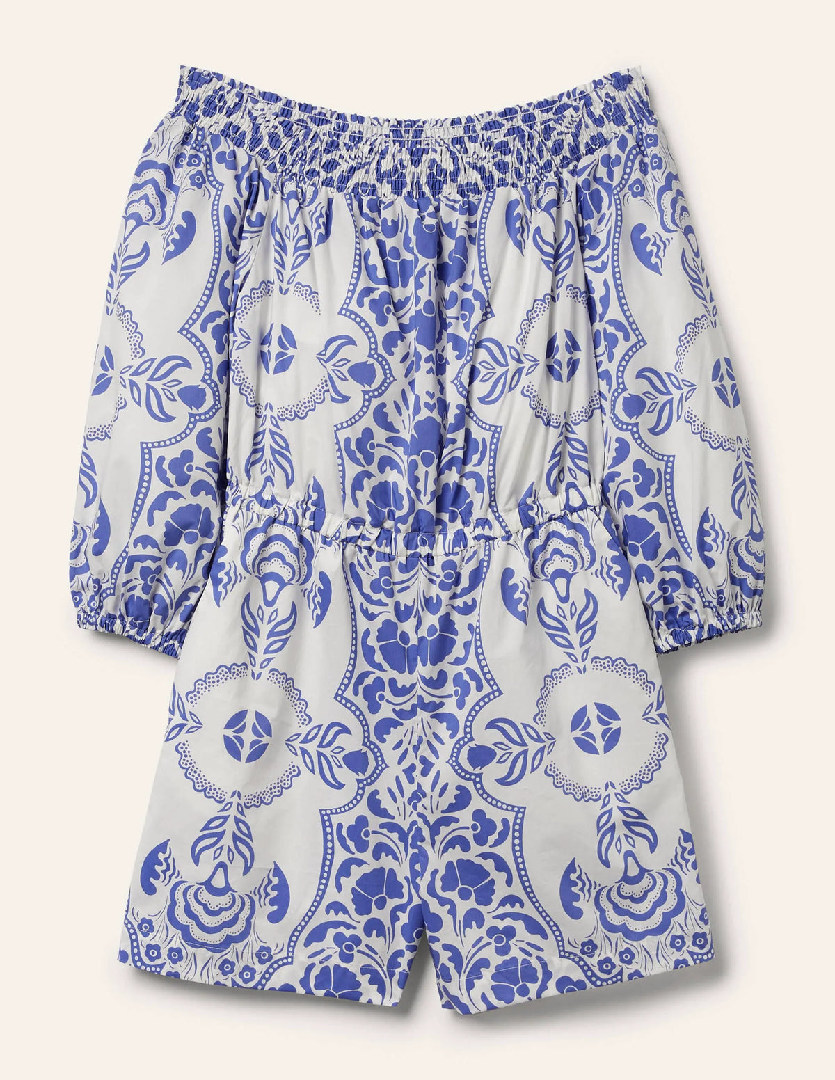 Off Shoulder Romper-Bluebell, Passion Bloom
