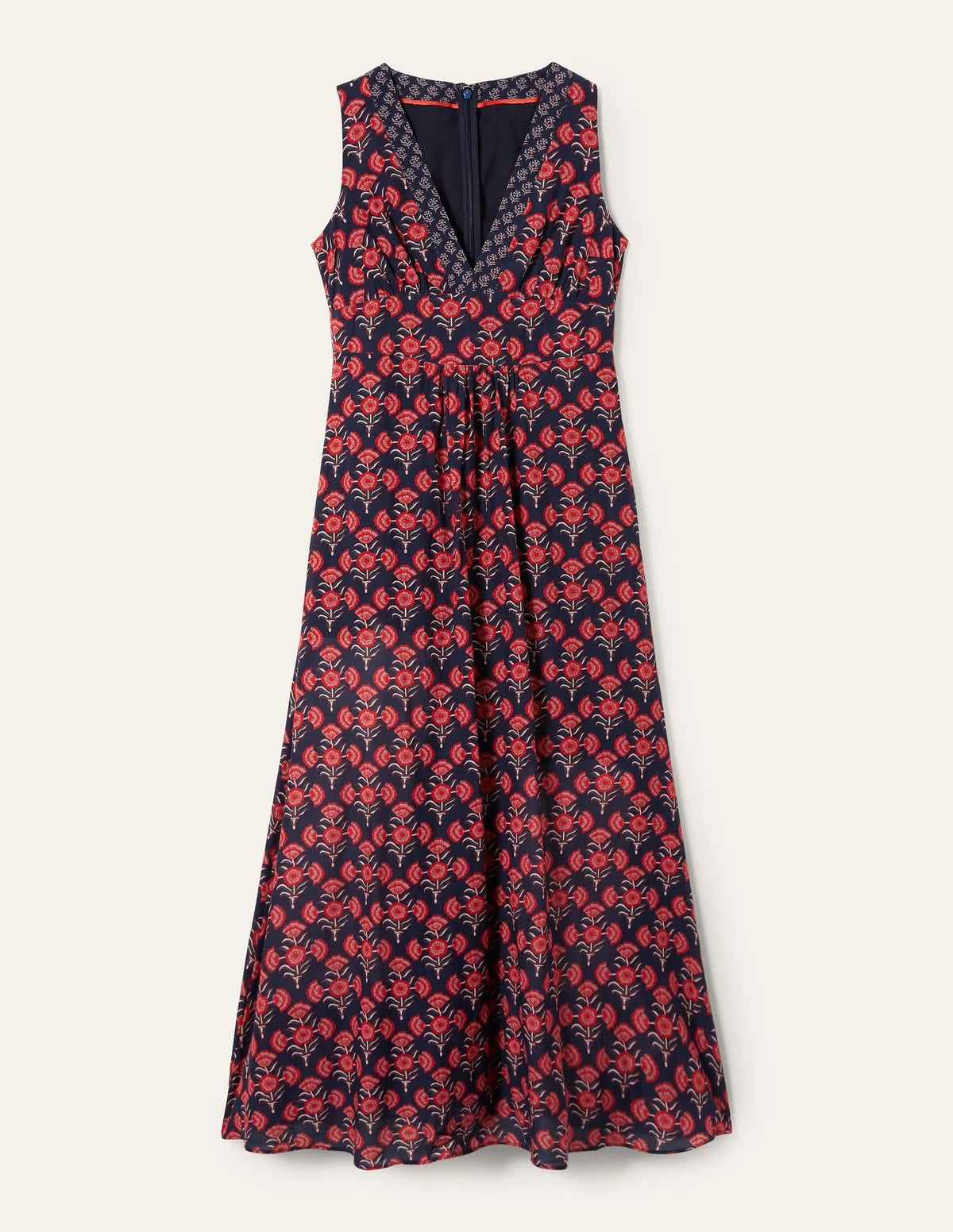 Sleeveless Cotton Maxi Dress-Azalea, Poppy Geo