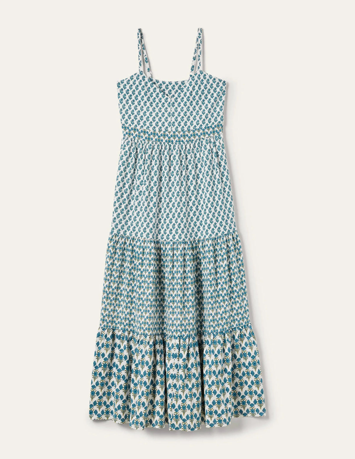 Strappy Jersey Maxi Dress-Chesapeake, Woodblock Bloom