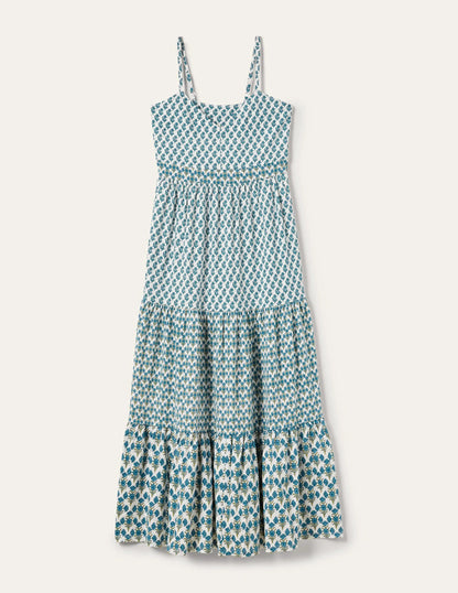 Strappy Jersey Maxi Dress-Chesapeake, Woodblock Bloom
