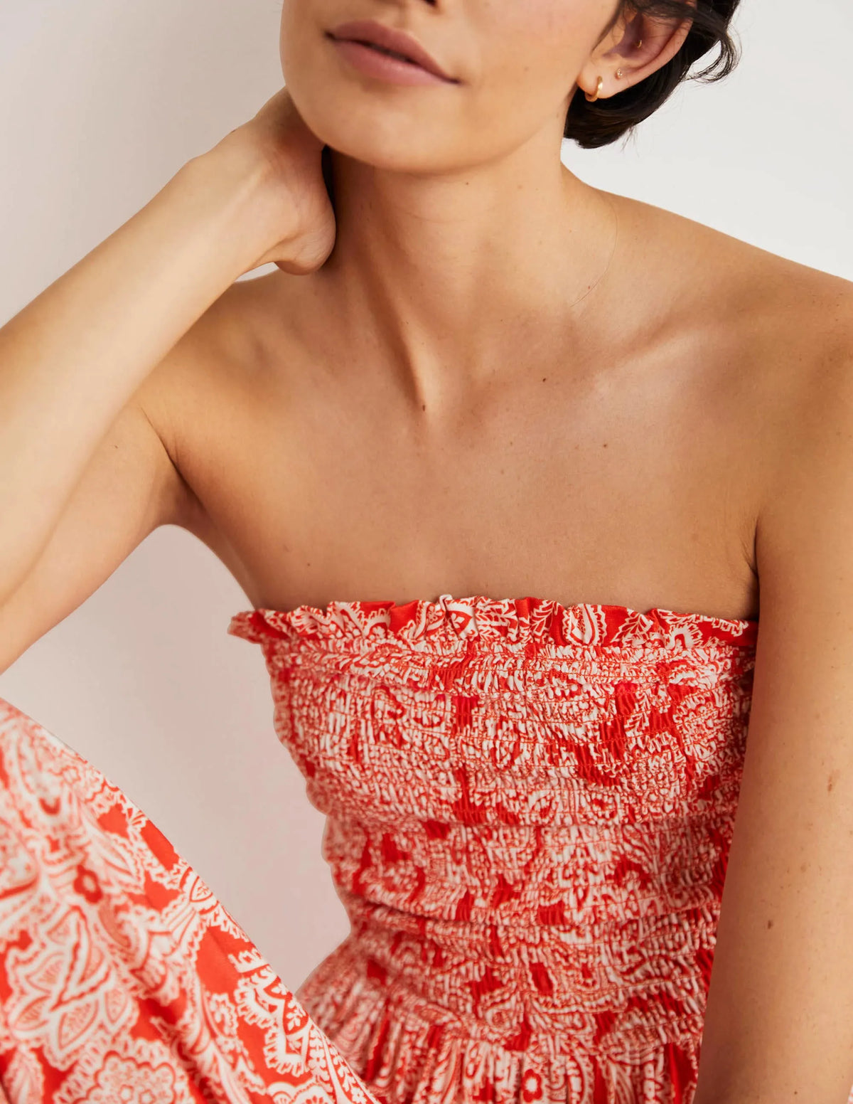 Strapless Jersey Maxi Dress-Firecracker, Paisley Bud