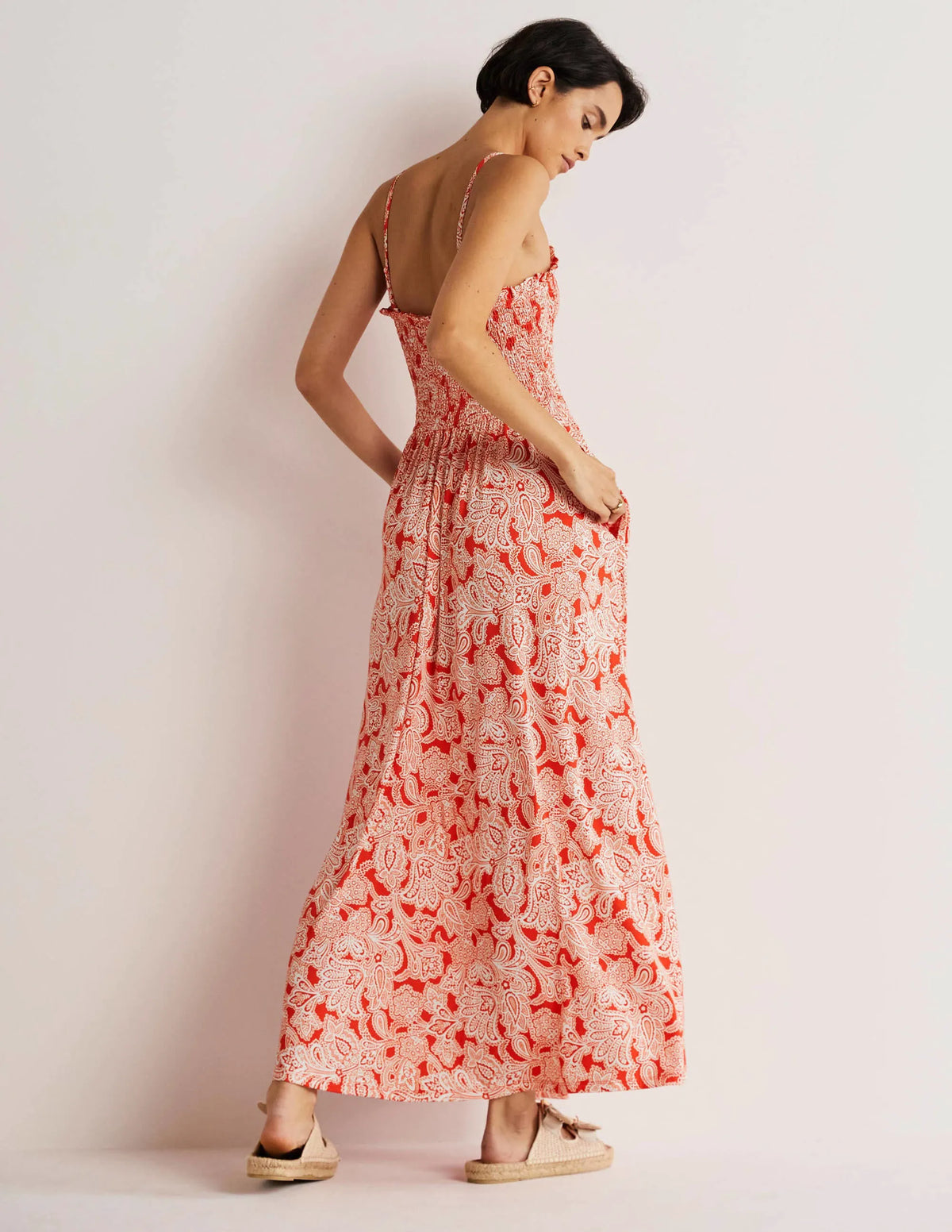 Strapless Jersey Maxi Dress-Firecracker, Paisley Bud