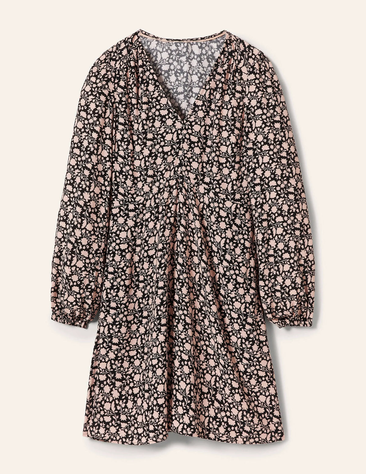 V-Neck Tea Dress-Black, Botanic Silhouette