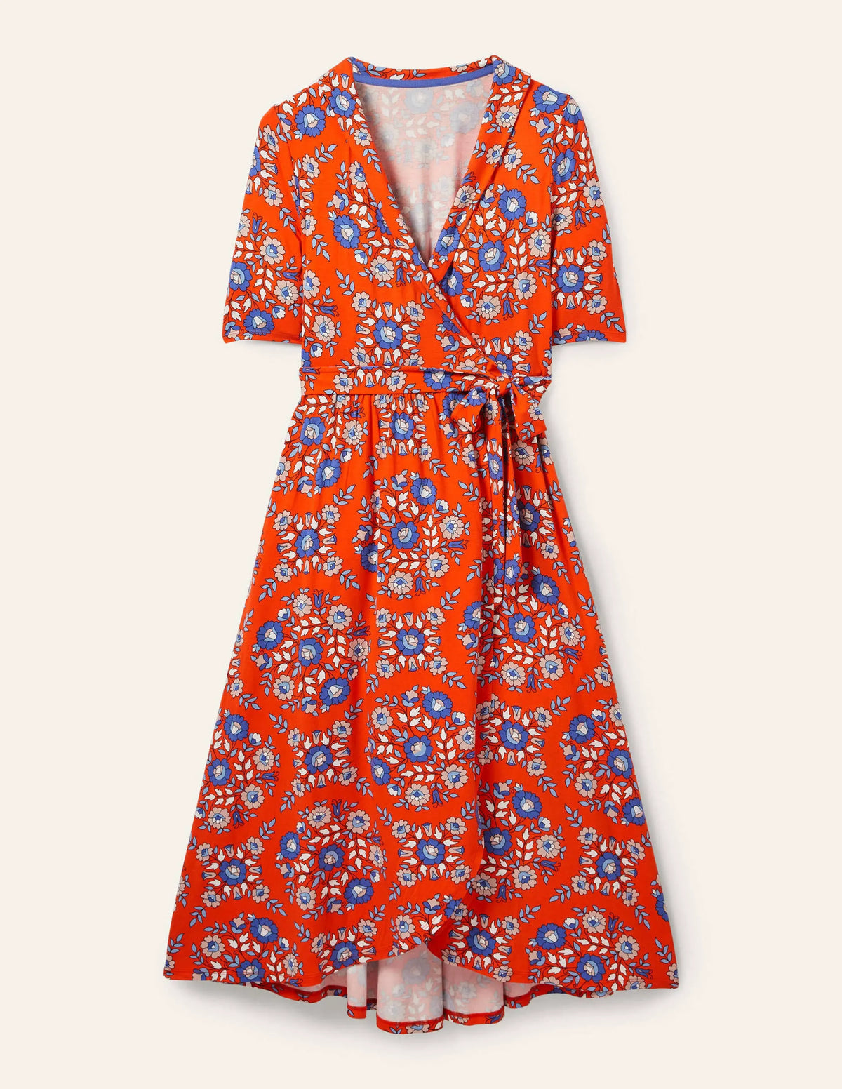 Lavinia Jersey Wrap Dress-Papaya, Wildflower Prairie