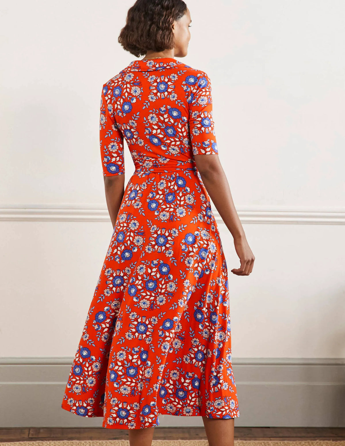 Lavinia Jersey Wrap Dress-Papaya, Wildflower Prairie