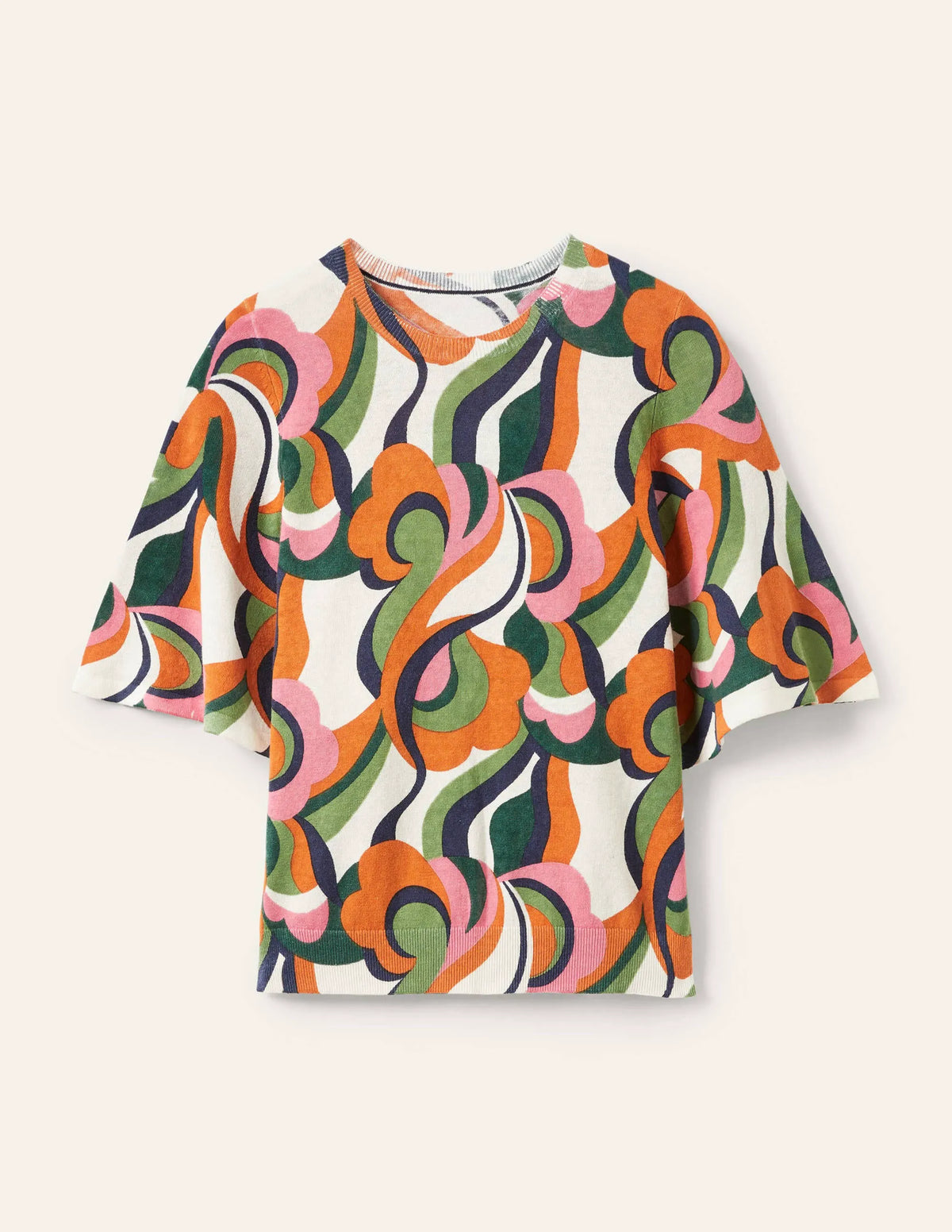 Cara Knitted T-Shirt-Abstract Swirl, Multi