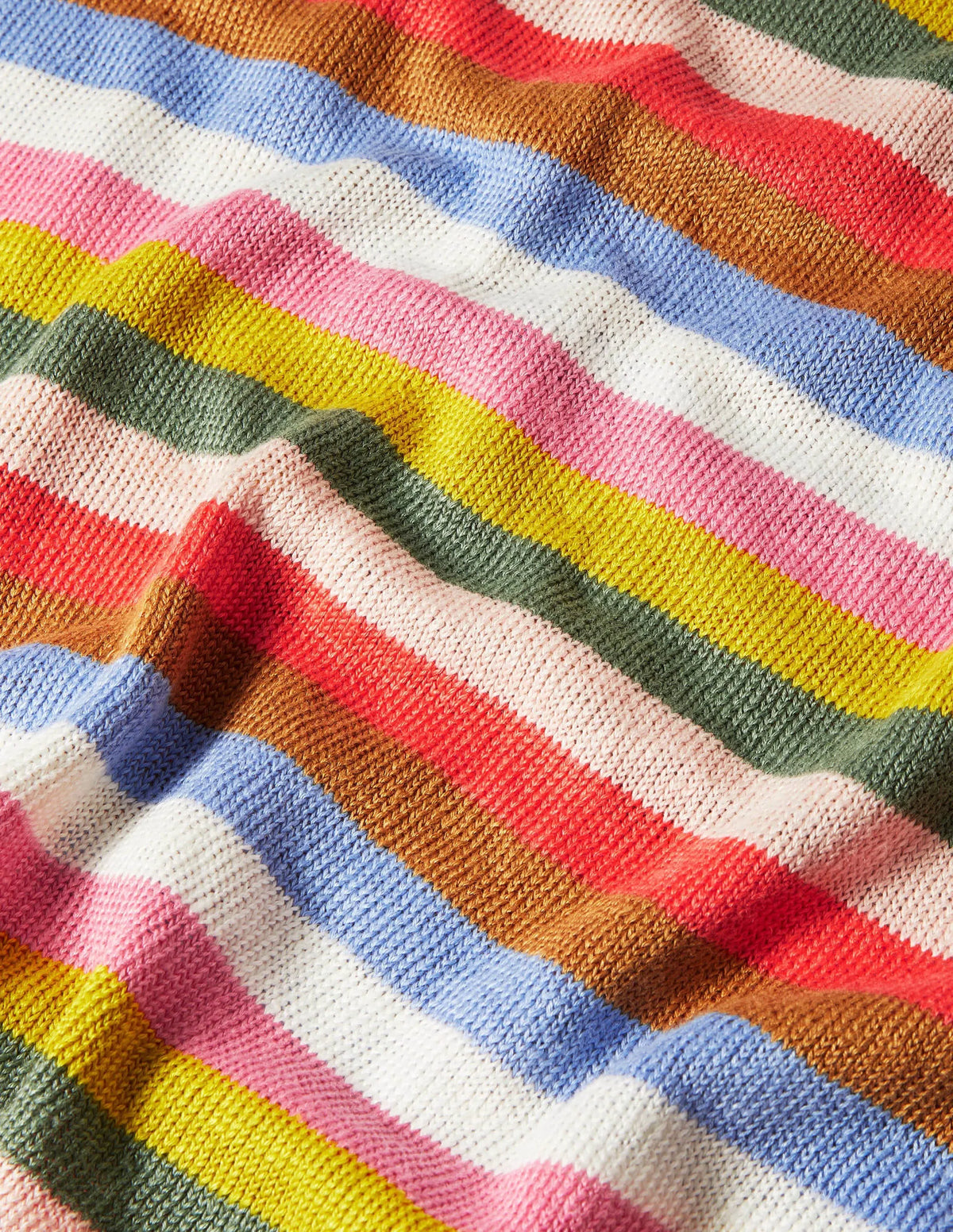 Linen Knitted T-shirt-Hot Coral Rainbow