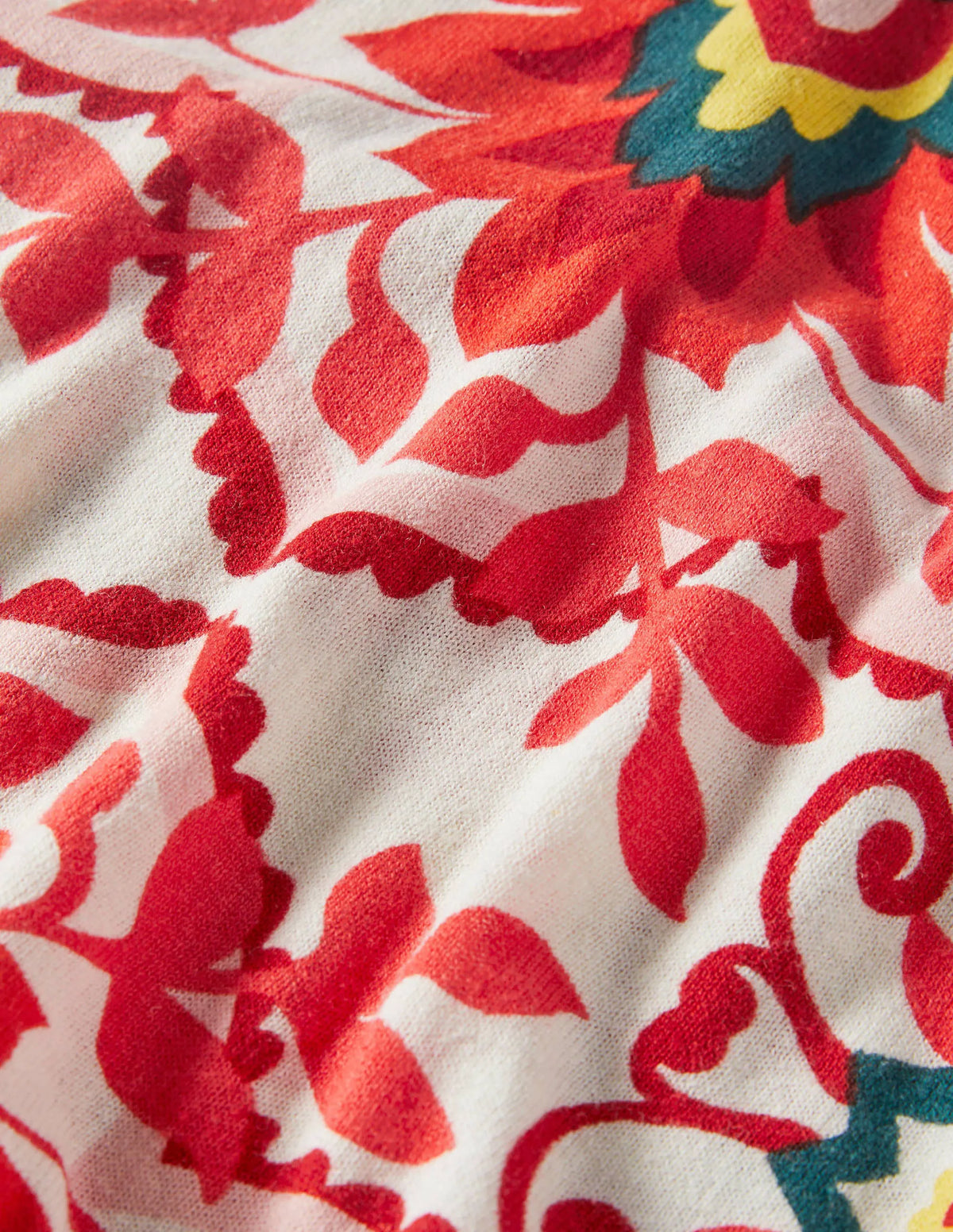 Relaxed Printed V-neck Sweater-Multi, Moroccan Bloom