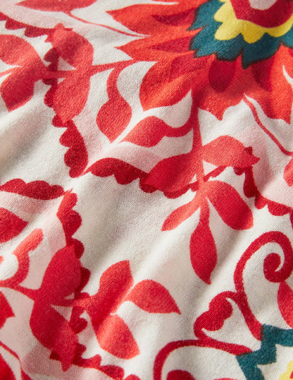 Relaxed Printed V-neck Sweater-Multi, Moroccan Bloom