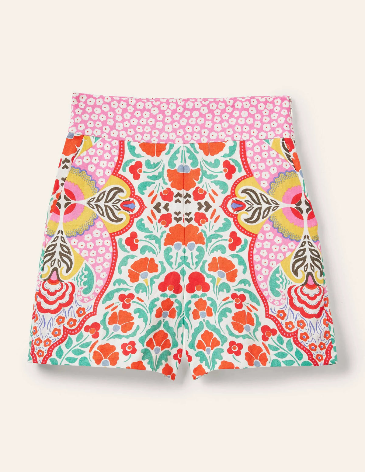 Georgina Linen Shorts-Multi, Passion Bloom