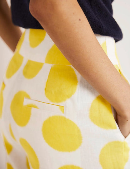 Georgina Linen Shorts-Lemon Fizz, Ikat Spot