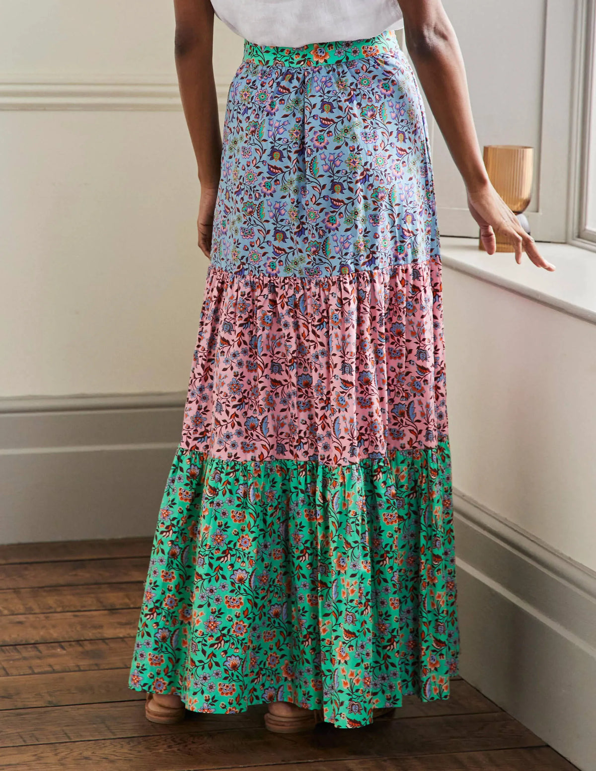 Lorna Tiered Maxi Skirt-Formica Pink, Oriental Meadow
