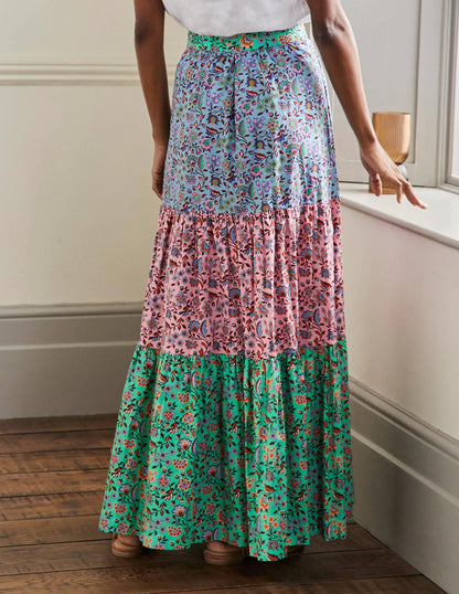 Lorna Tiered Maxi Skirt-Formica Pink, Oriental Meadow