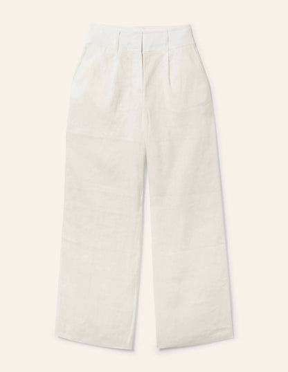 Wide Leg Linen Pants-White