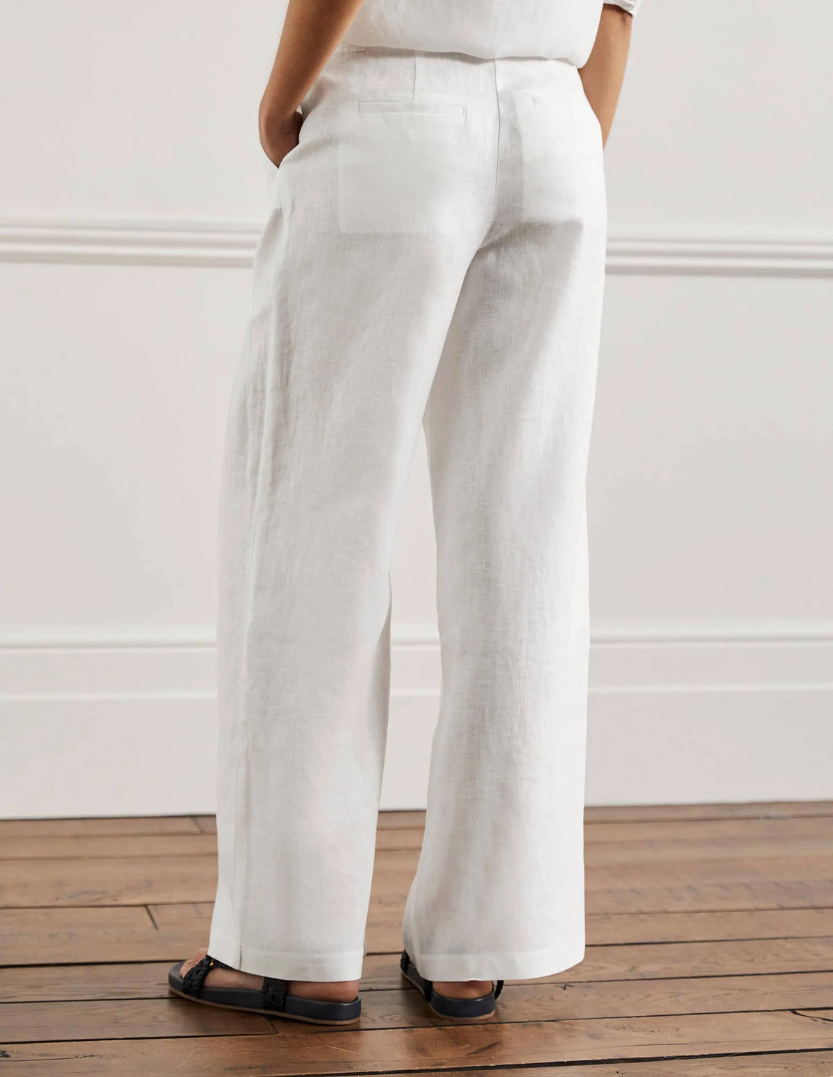 Wide Leg Linen Pants-White