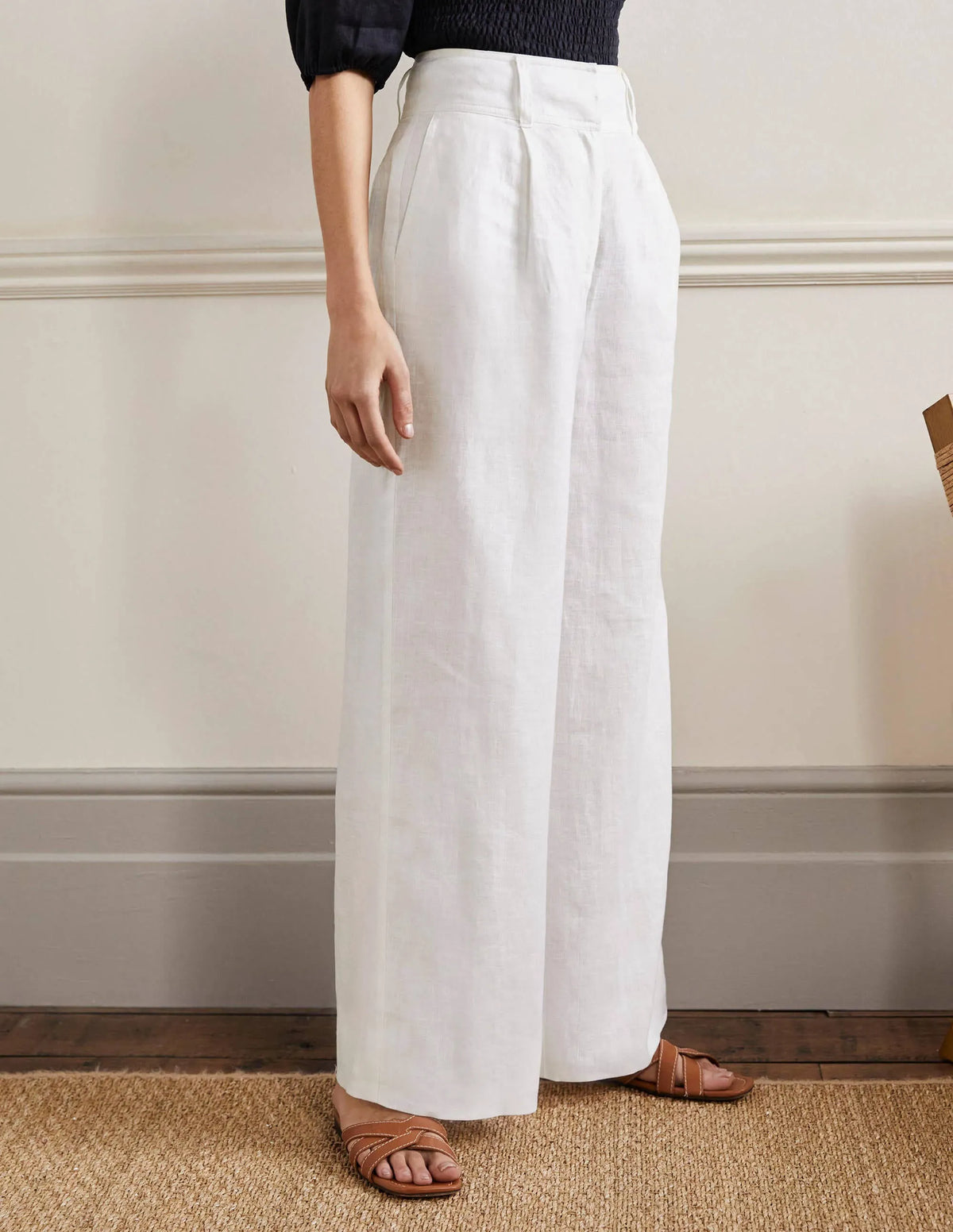 Wide Leg Linen Pants-White