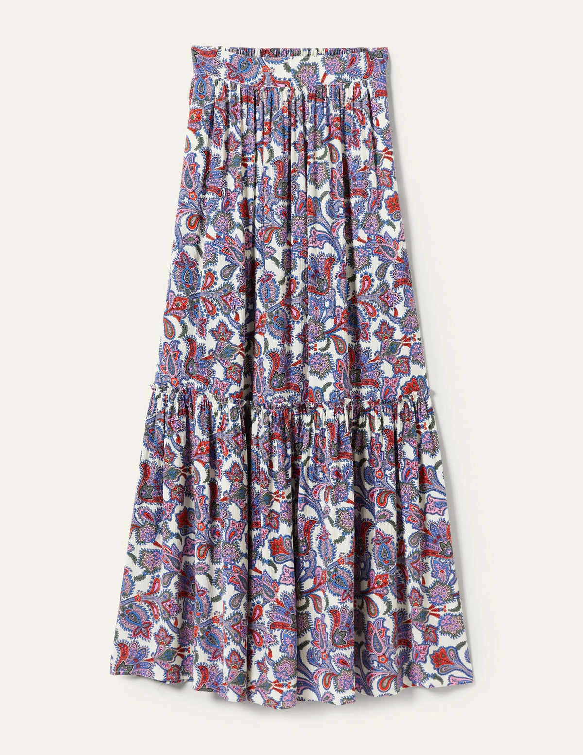 Grace Crinkle Maxi Skirt-Ivory, Paisley Bud